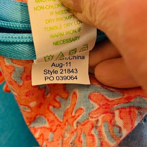 Lilly Pulitzer 100% Cotton Top Blouse Resortwear Turquoise Coral Siesta Medium - Picture 7 of 9